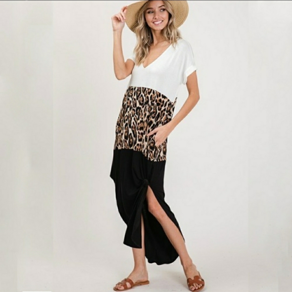 LAST ONE.  Leopard Color Block Maxi